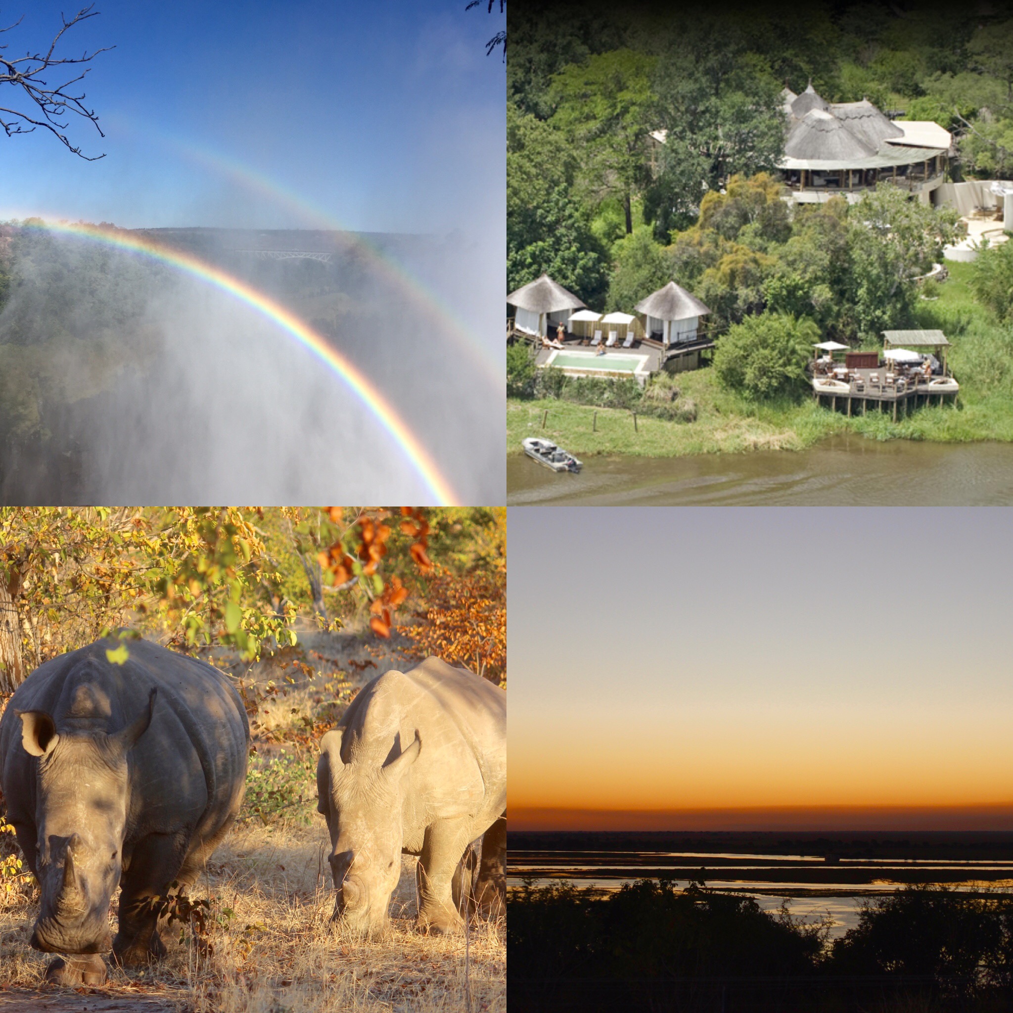 Sanctuary Retreats Sussi and Chuma, Zambia Victoria Falls rainbow White Rhino Conservation 