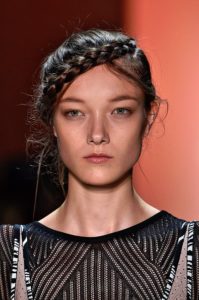 NEW YORK, NY - SEPTEMBER 12: Yumi Lambert walks the runway at the Herve Leger by Max Azria Spring Summer 2016 during the New York Fashion Week on September 12, 2015 in New York City. (Photo by Victor VIRGILE/Gamma-Rapho via Getty Images)