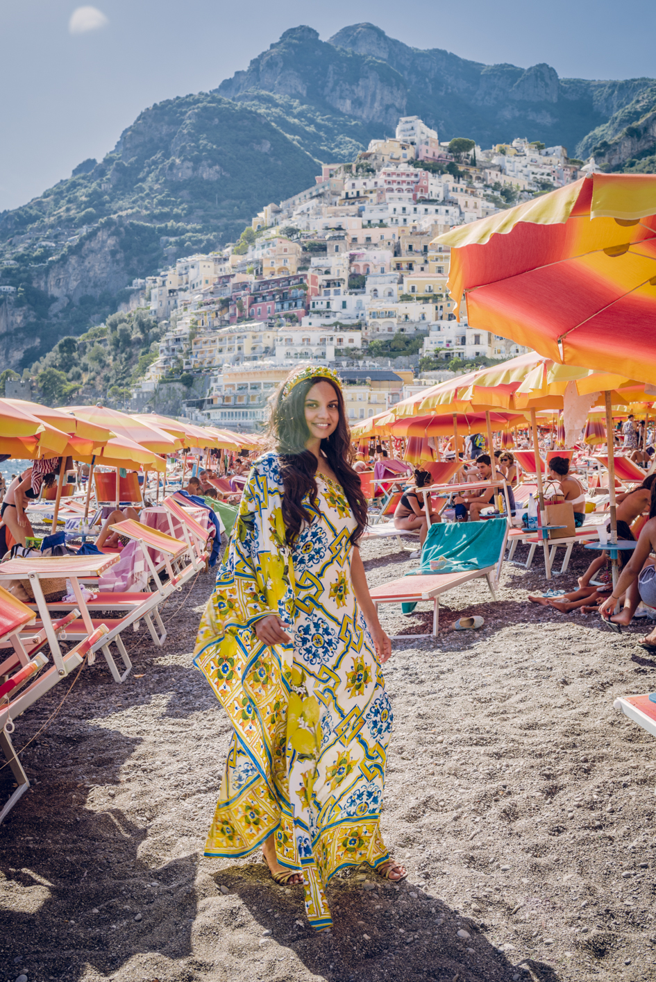 Christine Philip in Fornillo Beach, Positano