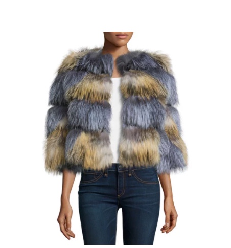 Boxy Two-Tone Fox Fur Jacket, $1833